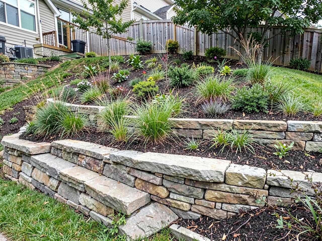 Hillside Stone Terrace — Hardscaping project in Northside